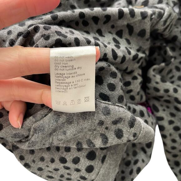 AKRIS US 8 Long Sleeve Top Cashmere Silk Blend Gray Black Dot Print - Picture 5 of 9